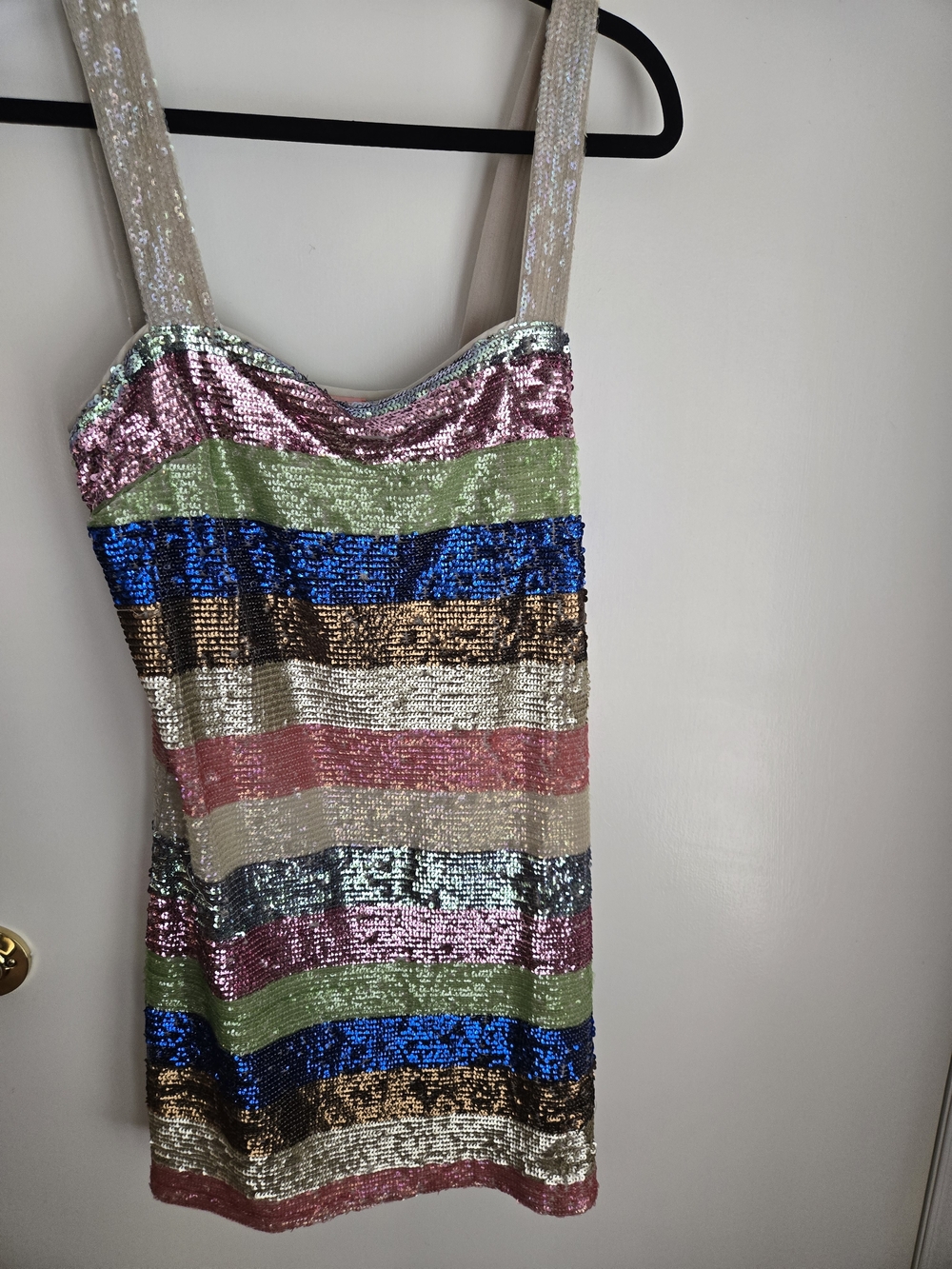 Anthropologie Multicolor Sequin Stripe Mini Dress